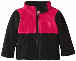 U.S. Polo Assn. Baby-Girls Polar Fleece Mock Neck Jacket, Black/Fuchsia, 12 mos - £10.27 GBP