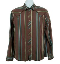 Diesel Pearl Snap Country Western Brown Striped Shirt Size L Cowboy - £22.96 GBP