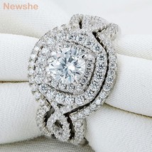 3pcs Engagement Ring Set for Women 925 Sterling Silver High Grade CZ Simulated D - £54.66 GBP