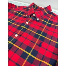 Polo Ralph Lauren Men Oxford Shirt Red Plaid Long Sleeve Button Up Large L - £23.58 GBP