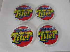 4 Vintage Pinback Miller Beer Run For Your Lite! Alien Spaceship Button ... - £11.63 GBP