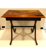 Antique Madagascar Hand Painted Scene Rectangular Folding Side Table - $395.01