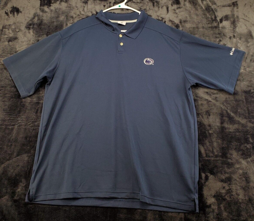 Penn State Nittany Lions Columbia Shirt Mens Size 2XL Navy Short Sleeve Football - $20.64