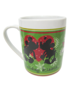 NEW Mickey &amp; Minnie Mouse Mug Ice Skating Holiday Kisses Green Xmas Wint... - $11.83