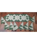 Quilted Handmade Christmas Holly Berry Table Runner &amp; 8 Tree Shape Napki... - $47.52