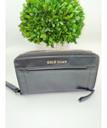 Cole Haan Black Leather Zip-Around Wristlet Wallet Gold Hardware Genuine... - $56.18 CAD