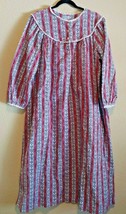 Lanz Of Salzburg Red Floral Cotton Vintage Flannel Long Nightgown Size Large - £36.76 GBP
