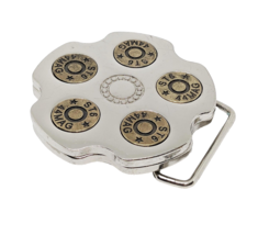 ST6 44 MAG Shell Casing Mens 2.75&quot; X 2.75&quot; Silver Belt Buckle - £9.18 GBP