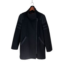 Comptoir des Cotonniers Coat Black Wool Zipped Peacoat Lined Structured ... - $49.49