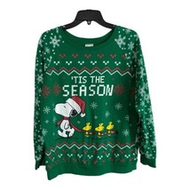 Peanuts Womens Sweat Shirt Junior Size L 11/13 Green Tis the Season Snoo... - £16.82 GBP