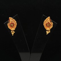 22k Yellow Gold Jhumki stud Earrings , Indian gold earrings jewelry, K1878 - £653.16 GBP