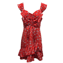 Lulus Womens On The Patio Sundress Multicolor Floral Drawstring Ruching Mini S - $28.25