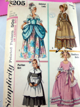 Vtg Simplicity 6205 Colonial Frontier Pilgrim size 12 breast 28 costume ... - $9.89