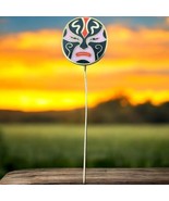 Purple Black &amp; White Cloisonné Enamel Kabuki Mask Face Goldtone Metal Bo... - $264.64 MXN