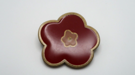 Vintage Brass Red Enamel Cloisonne Flower Brooch Pin 4.5cm - £15.55 GBP