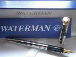 WATERMAN EXECUTIVE fountain pen in steel +box + garantee ORIGINAL - £30.29 GBP