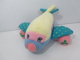 Baby blue yellow pink airplane plane hand puppet plush crinkle wings Bri... - $19.79