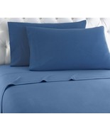 Shavel Home Products Blue Micro Flannel Solid 4-Pc Sheet Set, Queen Size... - $816.78 MXN
