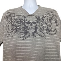 Point Zero Men&#39;s Graphic T Shirt Size XL Skull Cobra Flowers Grey Heather Grunge - £34.02 GBP