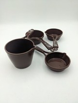 Chocolate Brown MEASURING CUPS Flower Handle Nesting Plastic 4 Size Meas... - $11.73