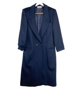 Vintage La Vogue Navy Blue Wool Trench Coat Double Breasted Lined - $94.04