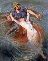 Fisherman &amp; Siren (Fine) by EkFine. Fine Art Repro Giclee - £6.78 GBP+