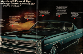 1968 Plymouth Fury 2 page Vintage Print Ad 20.5&quot;x13.5&quot; blue Fast Top Spo... - £19.24 GBP