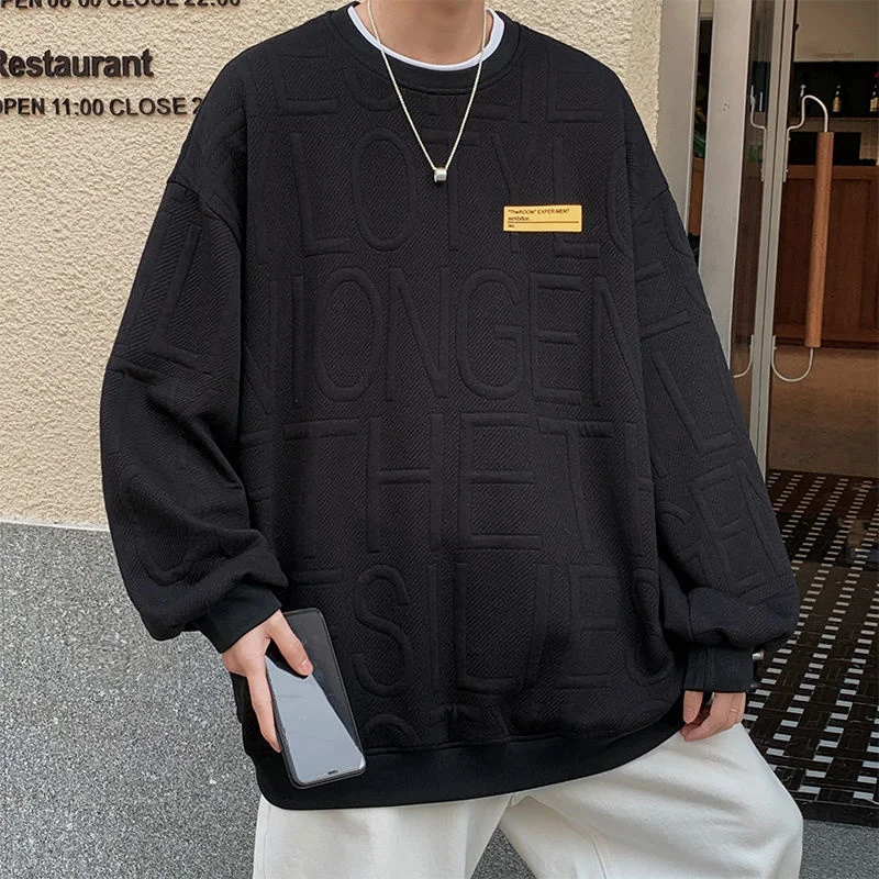 NoEstaMal Harajuku Letter Graphic Sweatshirts Men&#39;s Label Round Neck Hoodies  Sp - £79.81 GBP