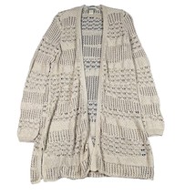 Lucky Brand Womens Medium Beige Open Front Crochet Cardigan LS Sweater D... - $24.99