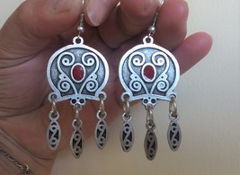 Armenian Dangle Drop Earrings with Pomegranate Seed Stone, Ethnic Drop Earrings - £25.10 GBP