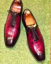 Bespoke Handmade Purple Color Genuine Leather Whole cut Lace Up Men Oxford Shoes - £158.87 GBP