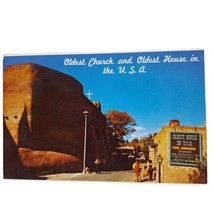 Postcard Oldest Church And Oldest House In The USA Santa Fe New Mexico Chrome - £5.44 GBP
