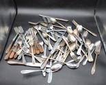 Silverplate &amp; Stainless Flatware Assorted Lot Of 68 Forks, Knives, Spoon... - $27.89