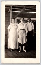 RPPC Large Woman Camp Cooks Posing For Photo Outside Kitchen Postcard Q22 - £10.18 GBP