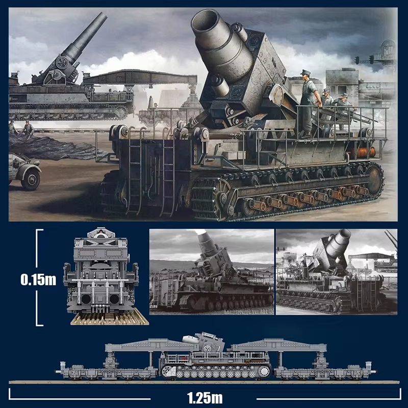 WW2 Military Tank Series Large German Karl Mortar Building Blocks Model MOC Army Item image 5