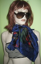 Vintage WOMEN&#39;S Ladies DANIEL HECHTER PARIS Lace Blue Tone Fashion SCARF... - £19.92 GBP