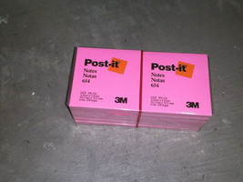 12 pads Post-It Notes 654 3 x 3 100 sheets each pad Neon Pink &amp; Light Grey NOS   - $24.99