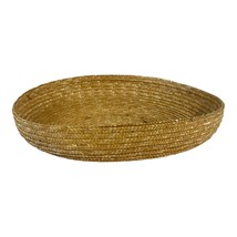 African Coiled Woven Basket 13&quot; Gathering Herbs Flowers Fruit Vtg Natural Bowl - £28.30 GBP