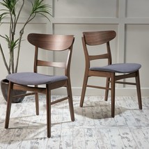 Christopher Knight Home Idalia Dining Chairs, 2-Pcs Set, Dark Grey / Walnut - £133.01 GBP