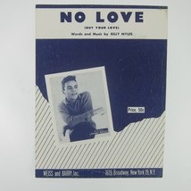 Sheet Music No Love But Your Love Billy Myles Johnny Mathis Vintage 1957 - £7.47 GBP