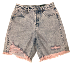 Wild Fable Shorts Womens 6/28 Pink Acid Wash High Rise Bermuda Destroyed Denim - £10.01 GBP