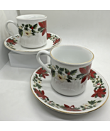 Cup Mug &amp; Saucer Everyday Gibson Christmas Holiday Poinsettia Set of 2 - €12,65 EUR