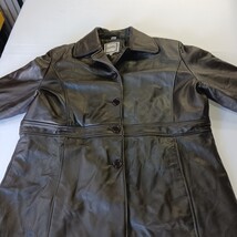 Brown Leather Jacket Women's Size 2XL Excelled Collection Classy Buttons Pockets image 13