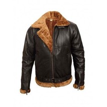 Men&#39;s Handmade B3 Shearling Ginger Brown Sheepskin Leather Jacket - Free Shippin - £139.88 GBP