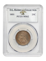 1851 25C PCGS MS62 ex: D.L. Hansen - £1,458.31 GBP