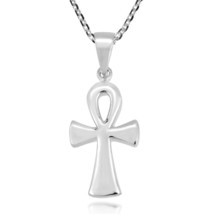 Sleek Perpetual Egyptian Ankh Pendant .925 Sterling Silver Necklace - £15.22 GBP