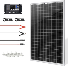 100W 12V Monocrystalline Solar Panel Kit, with 30A 12V/24V PWM Charge Controller - £158.66 GBP