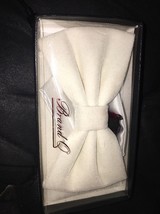 Brand Q BT100-A Bow Tie &amp; Pocket Square Set White Solid Prom Fancy Free shipping - $14.85