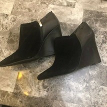VInce Camuto Kemper Wedge Suede and Leather Black Boot Bootie US SZ 8.5 - £15.86 GBP