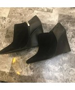 VInce Camuto Kemper Wedge Suede and Leather Black Boot Bootie US SZ 8.5 - $19.79